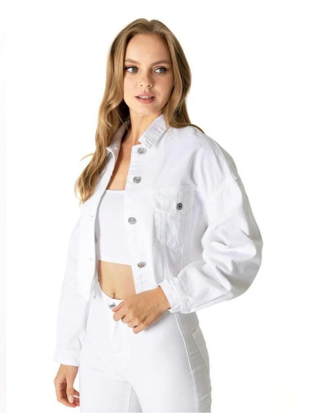 Scotch & Soda Crisp White Cropped Denim Jacket